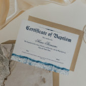 Certificat de baptême Baptême d'eau Feuille de pap