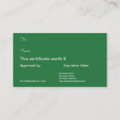 Certificat de cadeau de Noël pour des amoureux de (Dos)
