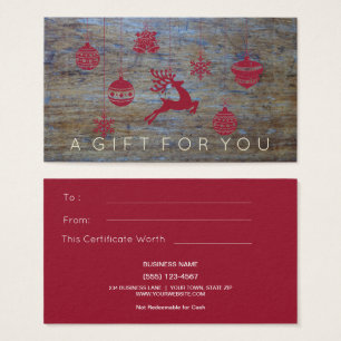 Certificat de carte cadeau de Noël Rustic Vintage