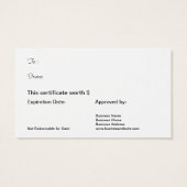 Certificat de carte cadeau de vacances Simple Noir (Dos)