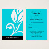 Certificat de carte cadeau Spa Blue Leaf Salon (Devant & derrière)