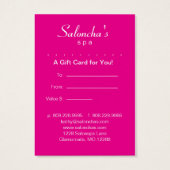 Certificat de carte cadeau Spa Pink Leaf Salon (Dos)