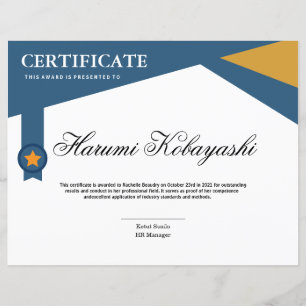Certificat de Modèle d'appréciation