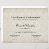 Certificat de Modèle d'appréciation (Devant / Derrière)