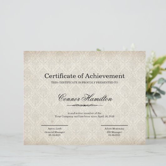 Certificat de Modèle d'appréciation (Debout devant)