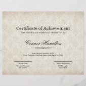 Certificat de Modèle d'appréciation (Devant)