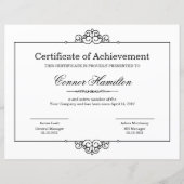 Certificat de Modèle d'appréciation (Devant)