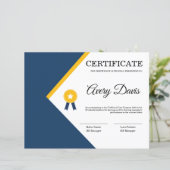 Certificat de Modèle d'appréciation (Debout devant)