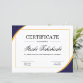 Certificat de Modèle d'appréciation (Debout devant)