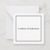 Certificat de Modèle de bijoux d'authenticité (Dos)