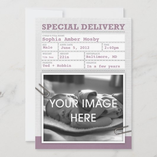 Certificat de naissance Faire-part bébé (Devant)