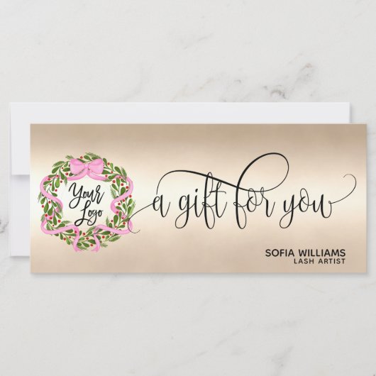 Certificat de Noël Carte cadeau Bow Wreath Logo (Devant)