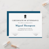 Certificat de participation carte de participant o (Devant/Arrière en situation)