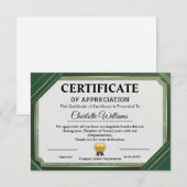 Certificat de reconnaissance or et vert de Réalisa (Devant / Derrière)