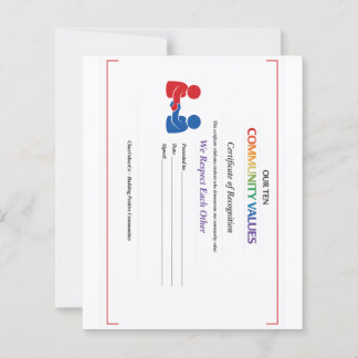Certificat de respect de la valeur Petite feuille