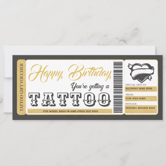 Certificat de tatouage Carte cadeau d'anniversaire (Devant)
