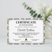 Certificat d'or d'appréciation des années de servi (Debout devant)