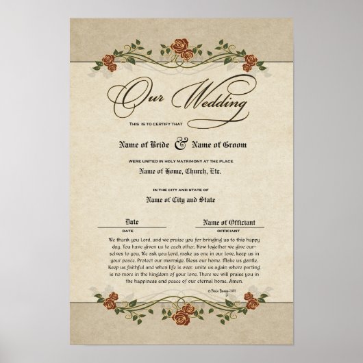 Certificat Mariage-(Objet de décoration commémorat (Devant)