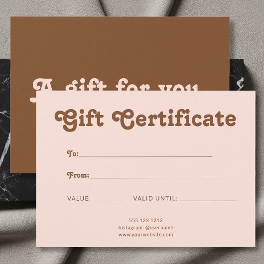 Certificat minimaliste ludique rétro rose marron