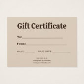 Certificat Minimaliste Rétro Brun Beige (Dos)
