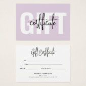 Certificat minimaliste violet de script (Devant & derrière)