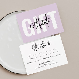 Certificat minimaliste violet de script