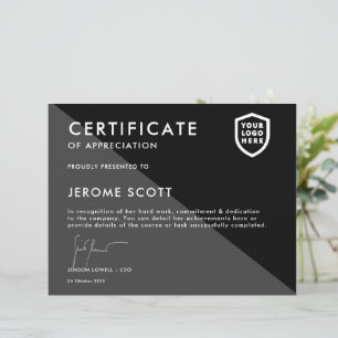 Certificat Modèle du prix du logo d'entreprise m