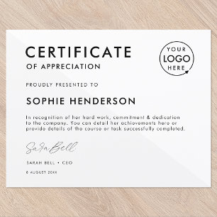 Certificat   Modèle du prix du logo d'entreprise m