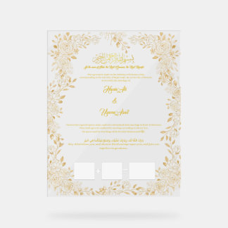 certificat Nikkah, contrat musulman,