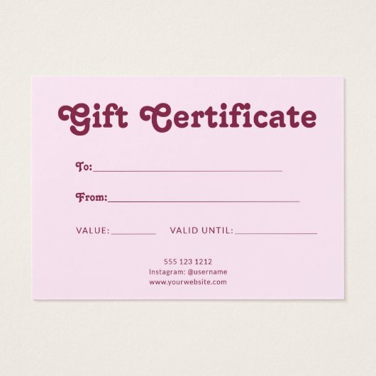 Certificat Rose Minimaliste Rétro Ludique (Dos)