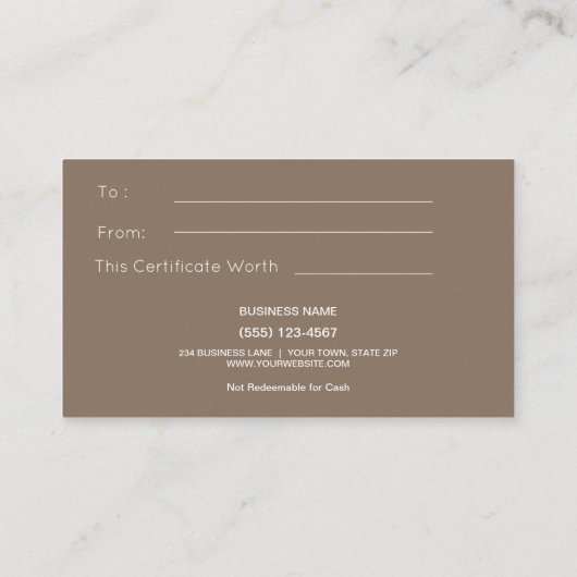 Certificat rustique de chèque-cadeau d'andouillers (Dos)