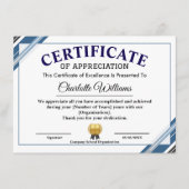 Certificate of Appreciation – Professional Recogni Informatiekaartje (Voorkant)