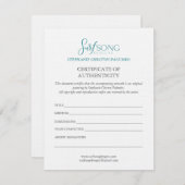 Certificate of Authenticity For Artwork Kaart (Voorkant / Achterkant)