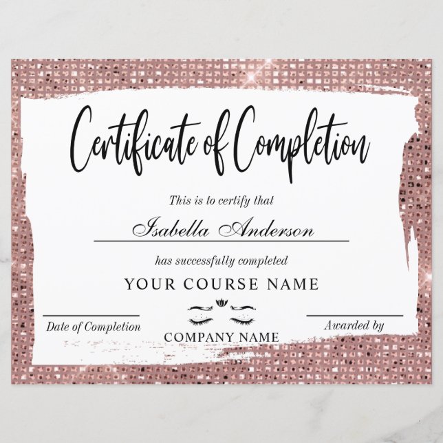 Certificate Of Completion Beauty Award (Voorkant)
