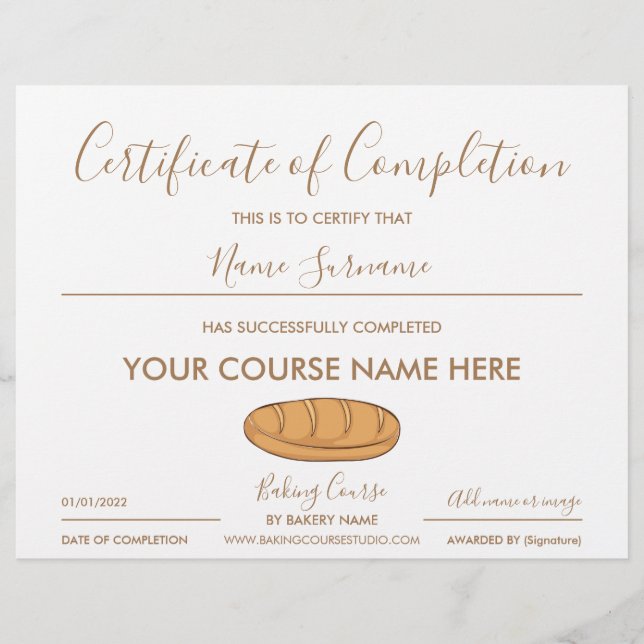 certificate of completion bread baking (Voorkant)