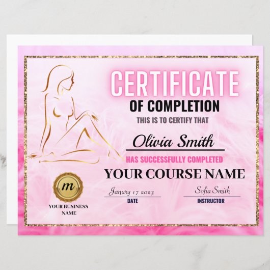Certificate of Completion Template, Body Sculpting (Voorkant / Achterkant)
