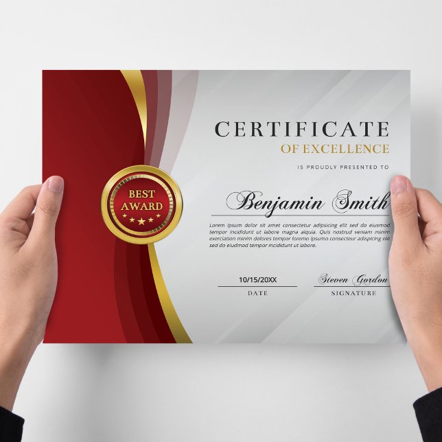 Certificate of Excellence Red & Gold Award (Creator heeft geüpload)