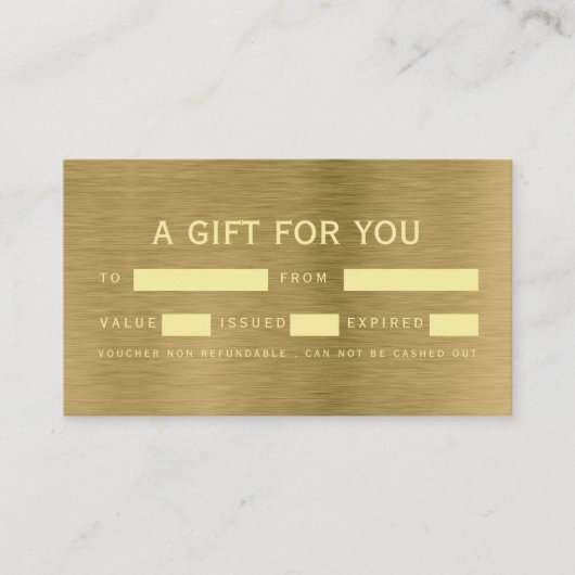 Certificats cadeau Faux Gold Metal Texture (Devant)