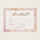 Certificats cadeaux d'affaires en marbre rose mini (Dos)