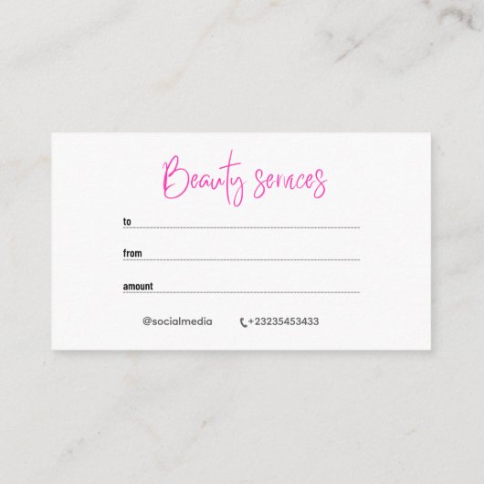 Certificats cadeaux d'affaires pour salon de coiff (Dos)