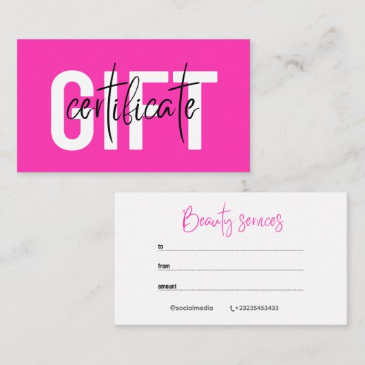 Certificats cadeaux d'affaires pour salon de coiff (Devant / Derrière)