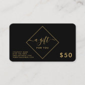 Certificats Cadeaux Diamants Noir, Blanc et Or (Devant)