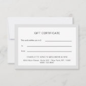 Certificats Cadeaux Modernes Carte Plat (Dos)