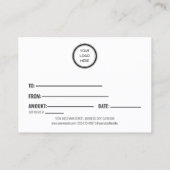 Certificats cadeaux professionnels personnalisés (Dos)