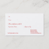 Certificats de cadeau d'entreprise constituée en (Dos)