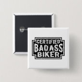 Certified Badass Biker Vierkante Button 5,1 Cm (Voorkant /achterkant)