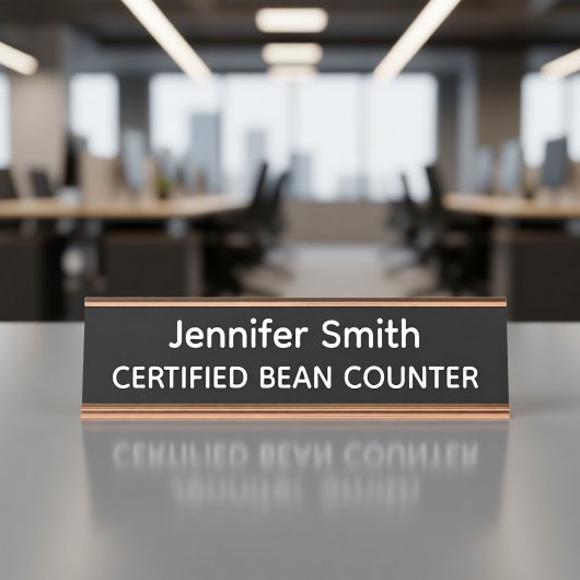 Certified Bean Counter Personalized Name Plate Bureau Naambordje