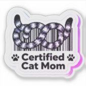 Certified Cat Mom – Minimal Barcode Tails Sticker (Devant)