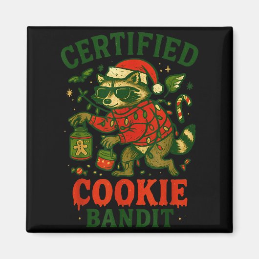 Certified Cookie Bandit, Funny Christmas Lights Ra Magneet (Voorkant)