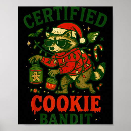 Certified Cookie Bandit, Funny Christmas Lights Ra Poster (Voorkant)